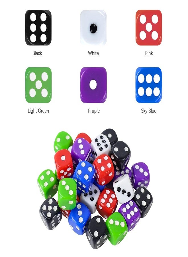 LUCKYMORDEN مجموعة نرد لاكي موردن ذات 6 أوجه، 10 ألوان، نرد ألعاب أكريليك 16 مم لألعاب DND، MTG، RPG، Tenzi، Yahtze، Bunco، ألعاب الطاولة، تعليم الرياضيات (30 قطعة، 6 ألوان) - Image 2